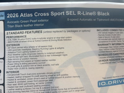 2026 Volkswagen Atlas Cross Sport 2.0T SEL R-Line Black