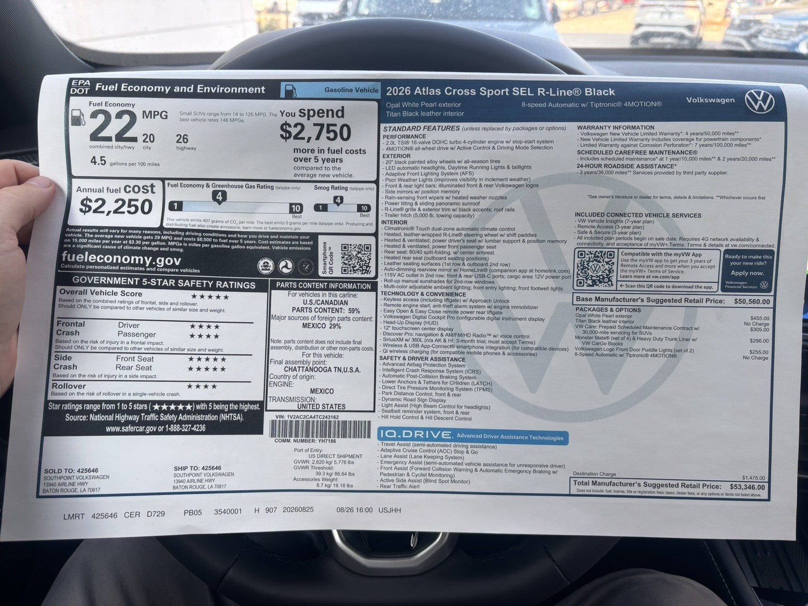 2026 Volkswagen Atlas Cross Sport 2.0T SEL R-Line Black