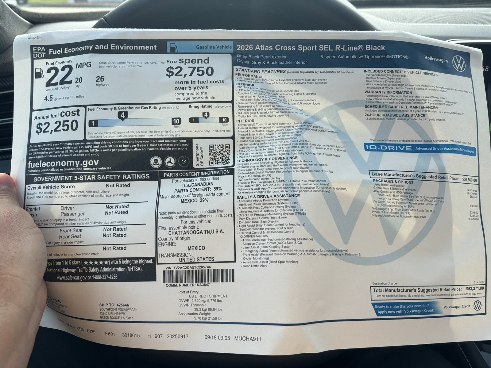 2026 Volkswagen Atlas Cross Sport 2.0T SEL R-Line Black