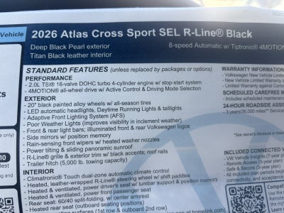 2026 Volkswagen Atlas Cross Sport 2.0T SEL R-Line Black