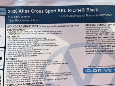 2026 Volkswagen Atlas Cross Sport 2.0T SEL R-Line Black