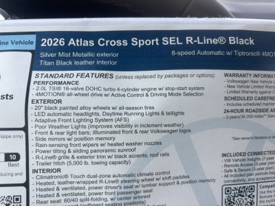 2026 Volkswagen Atlas Cross Sport 2.0T SEL R-Line Black