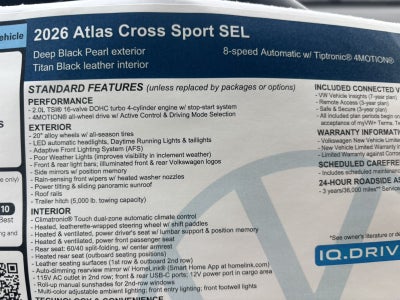 2026 Volkswagen Atlas Cross Sport 2.0T SEL