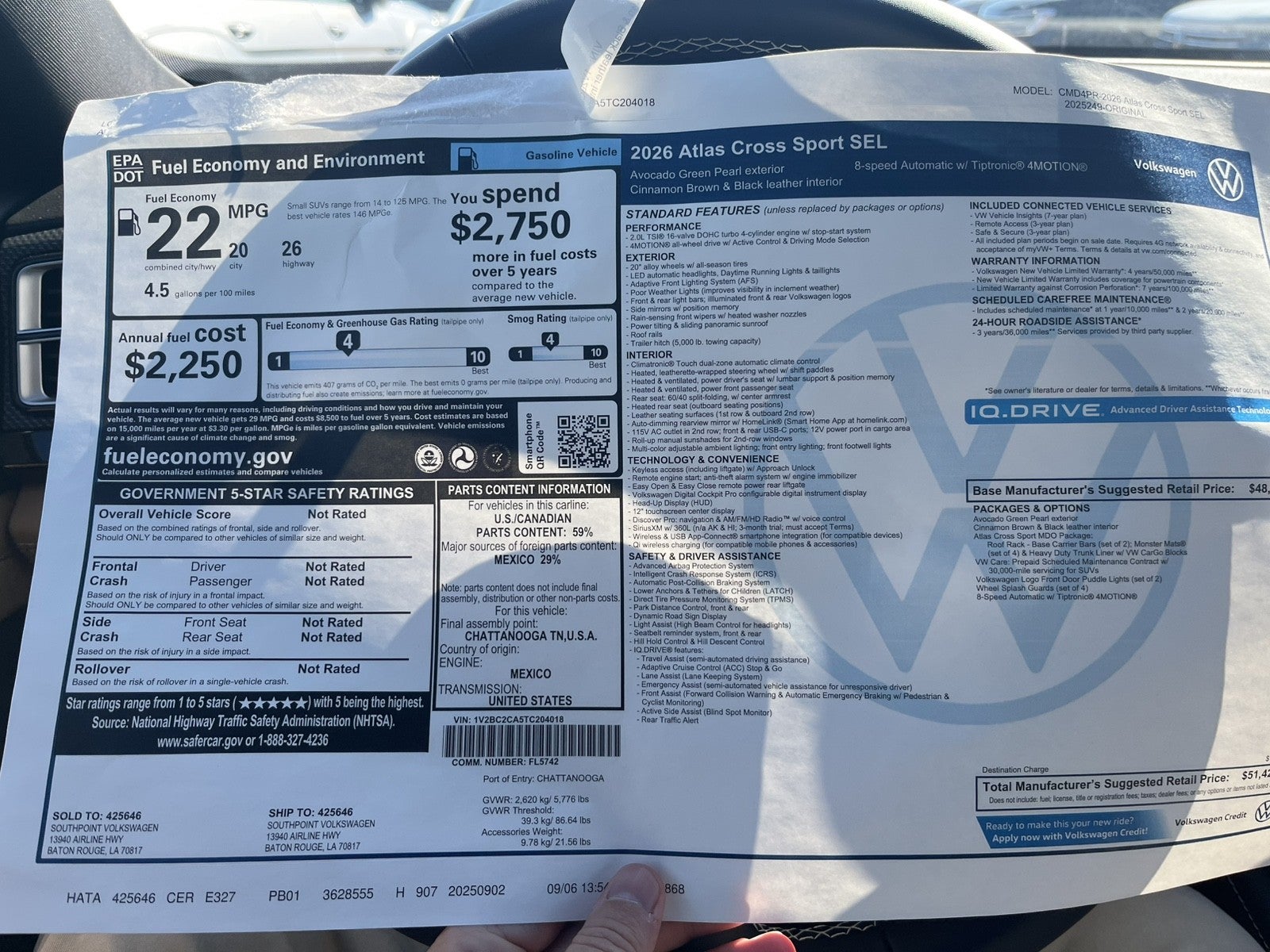 2026 Volkswagen Atlas Cross Sport 2.0T SEL