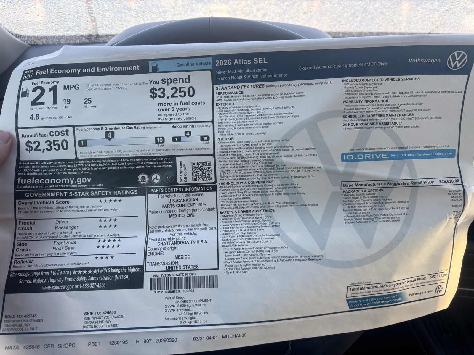 2026 Volkswagen Atlas 2.0T SEL