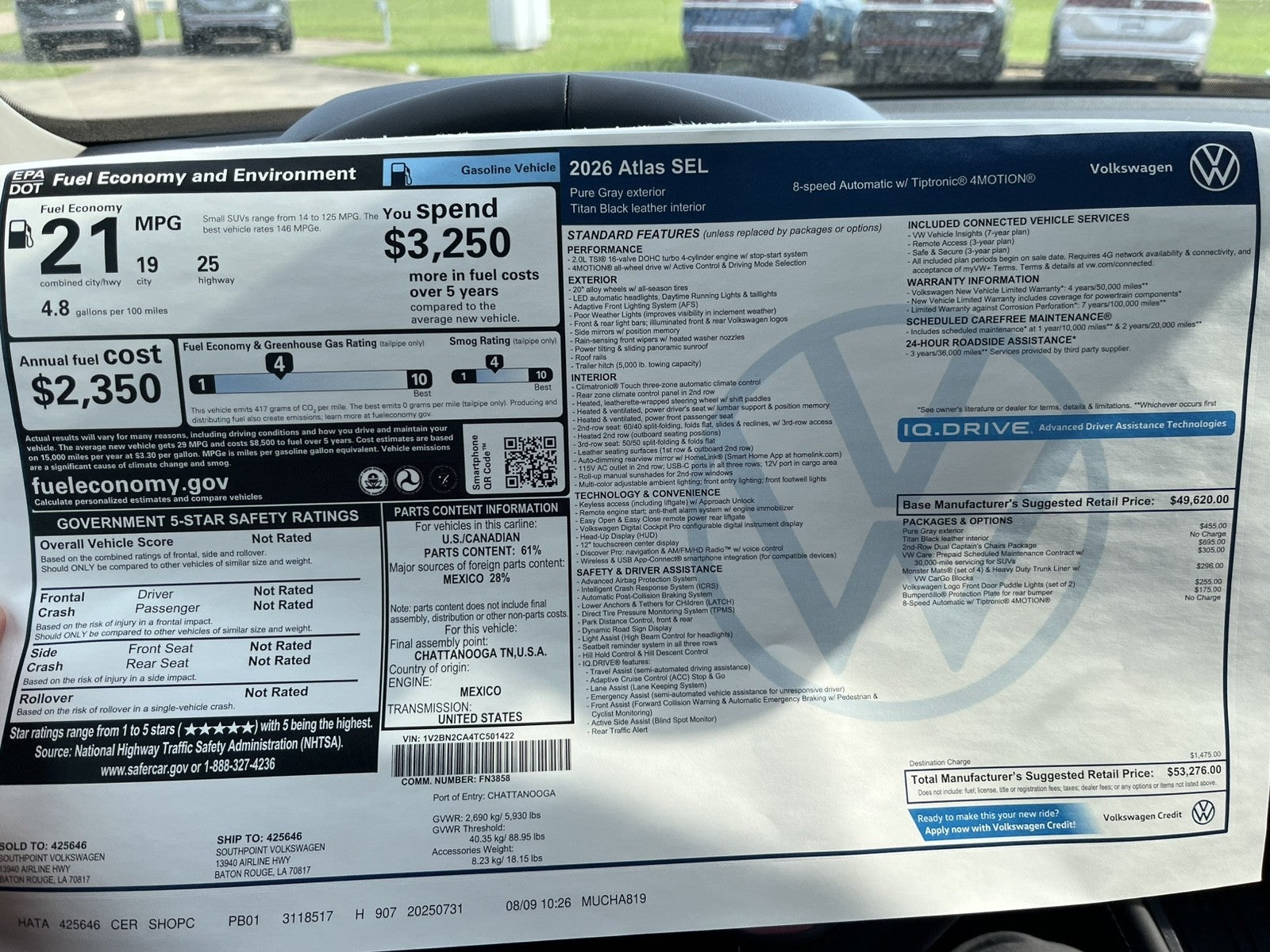 2026 Volkswagen Atlas 2.0T SEL