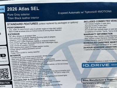 2026 Volkswagen Atlas 2.0T SEL