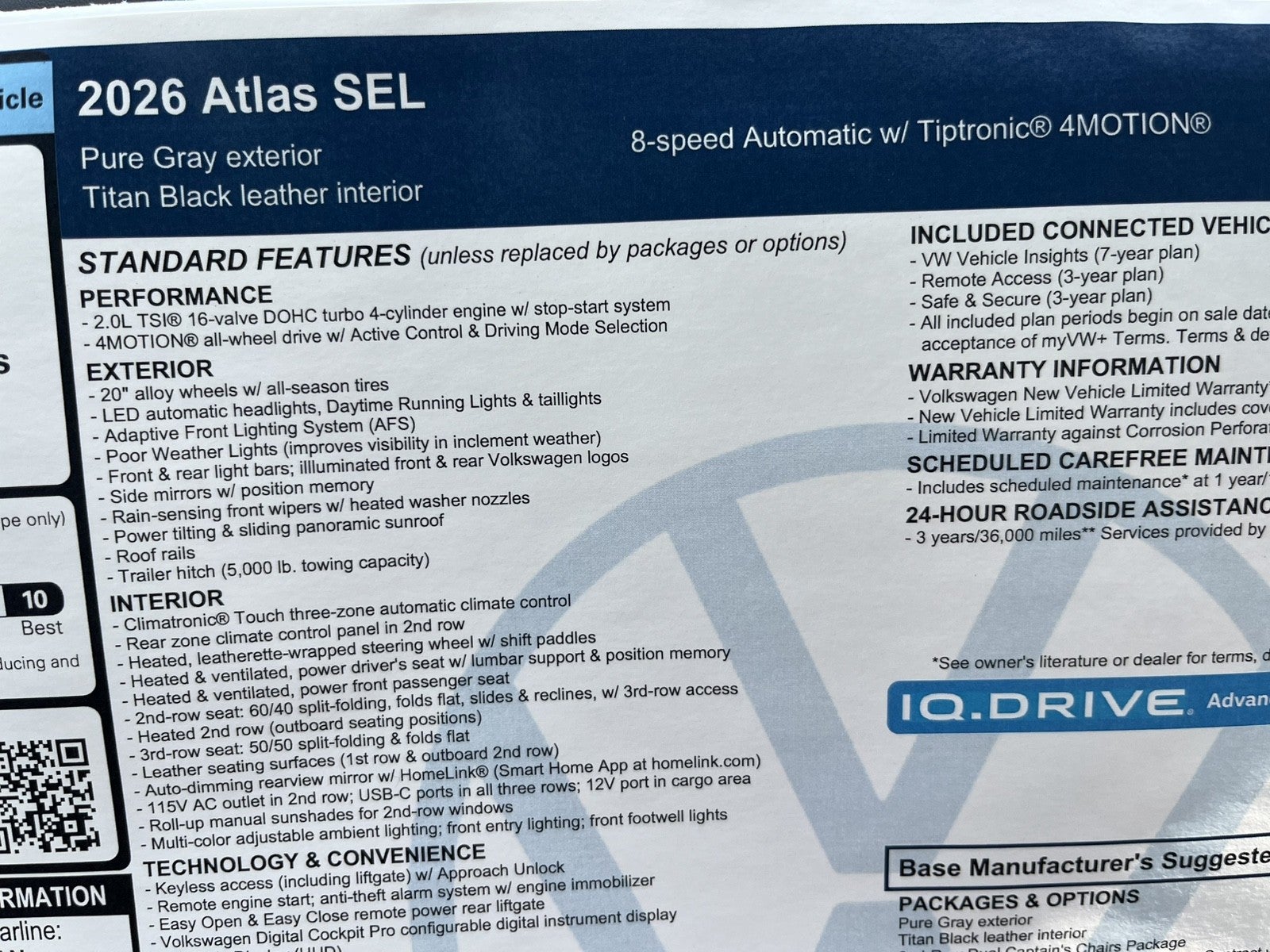 2026 Volkswagen Atlas 2.0T SEL
