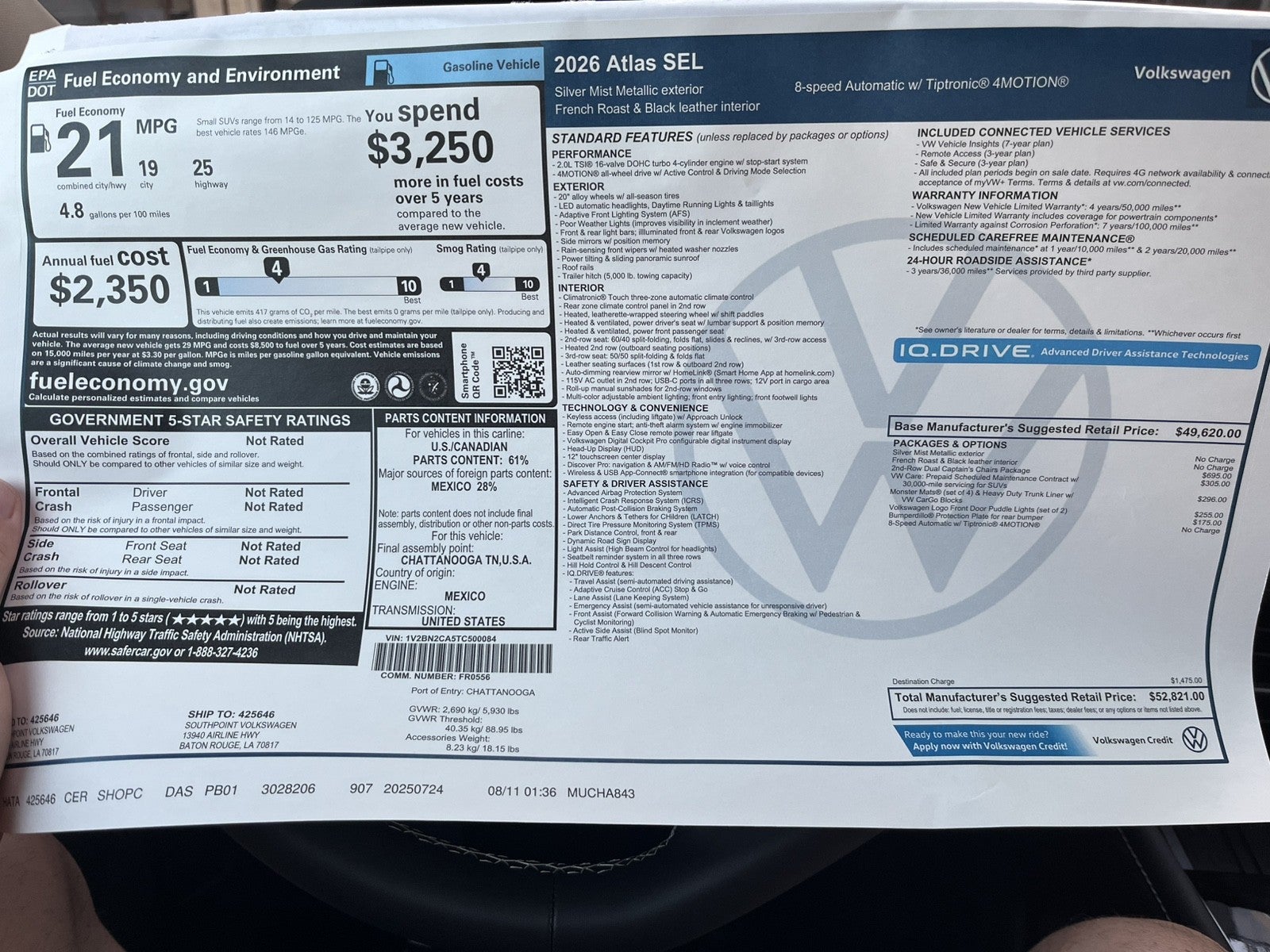 2026 Volkswagen Atlas 2.0T SEL