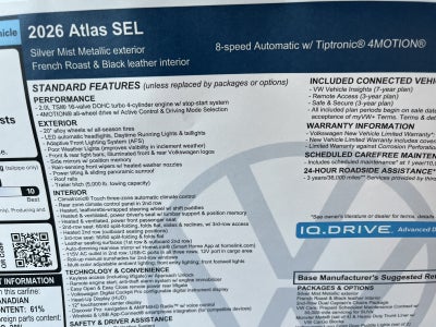 2026 Volkswagen Atlas 2.0T SEL