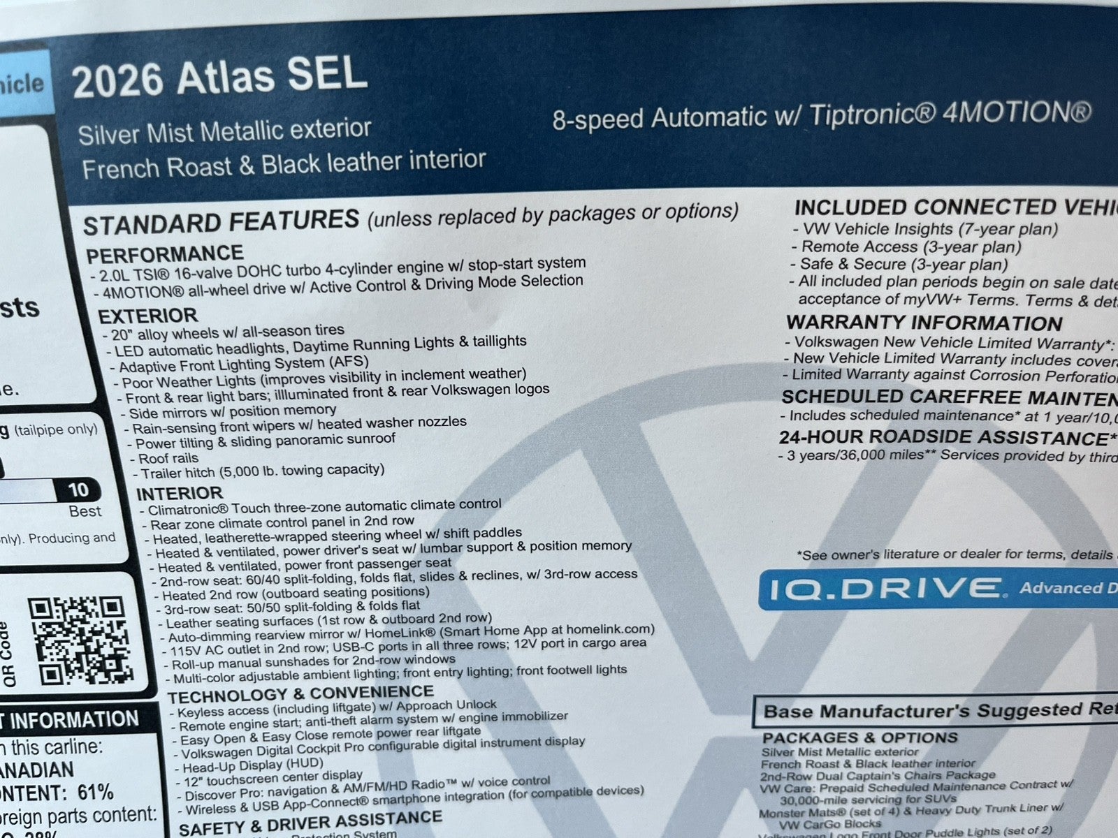 2026 Volkswagen Atlas 2.0T SEL