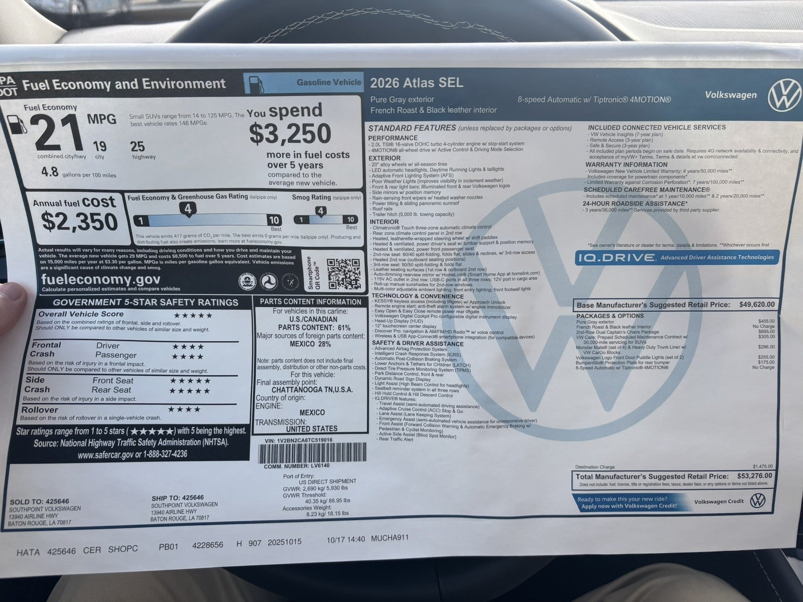 2026 Volkswagen Atlas 2.0T SEL