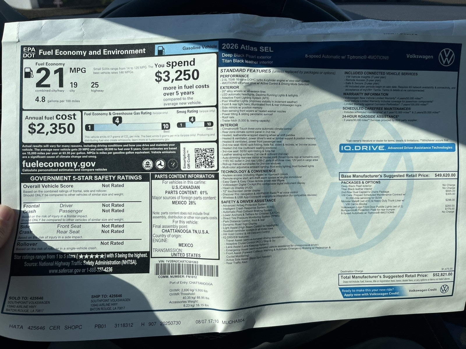 2026 Volkswagen Atlas 2.0T SEL