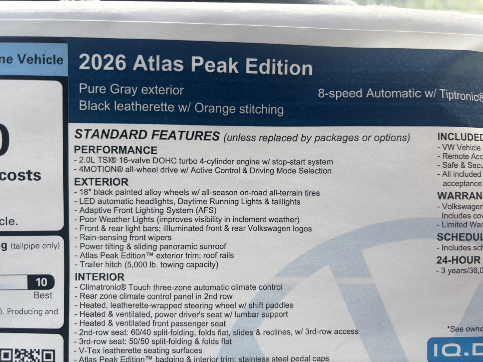 2026 Volkswagen Atlas 2.0T Peak Edition
