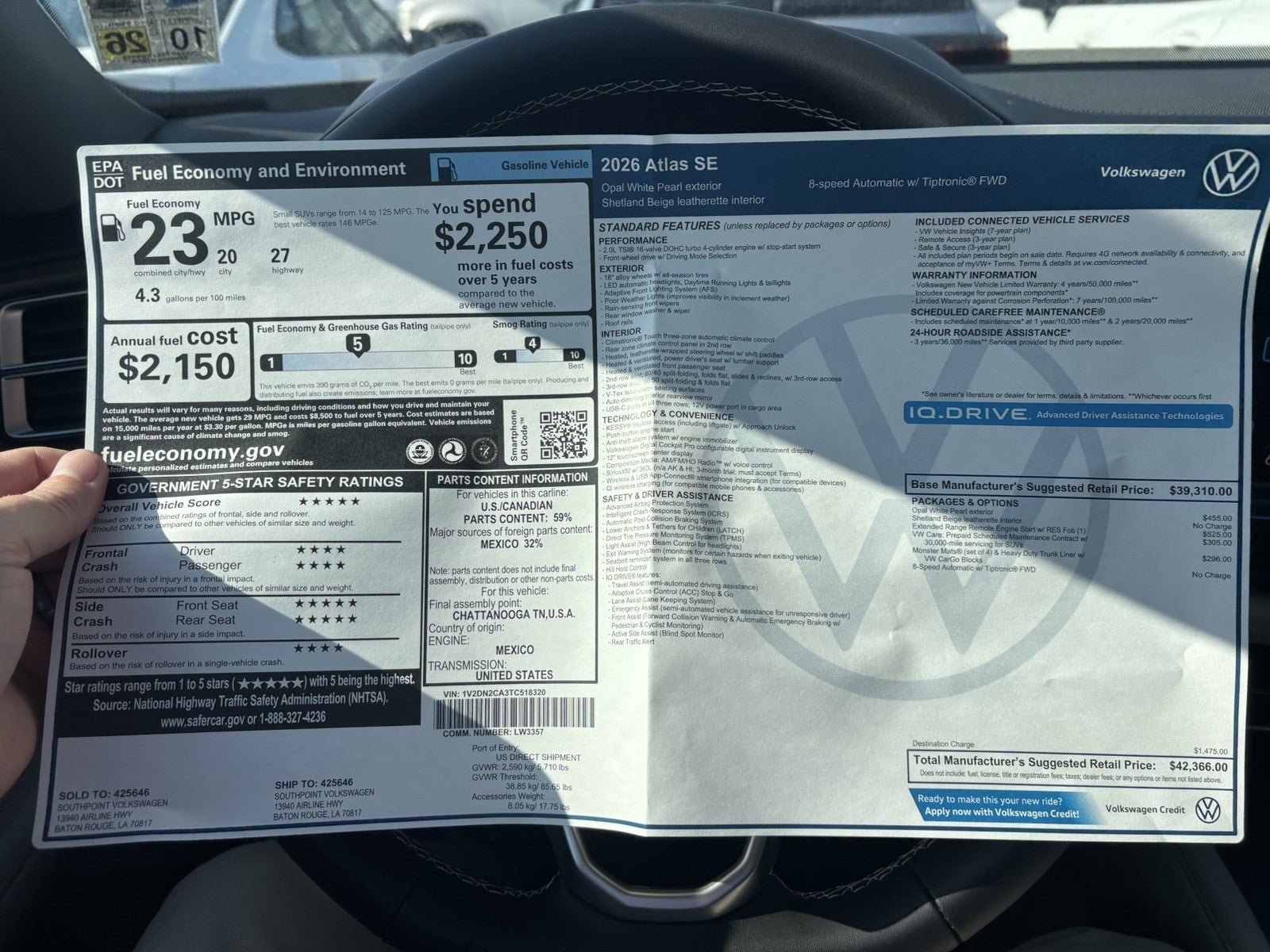 2026 Volkswagen Atlas 2.0T SE