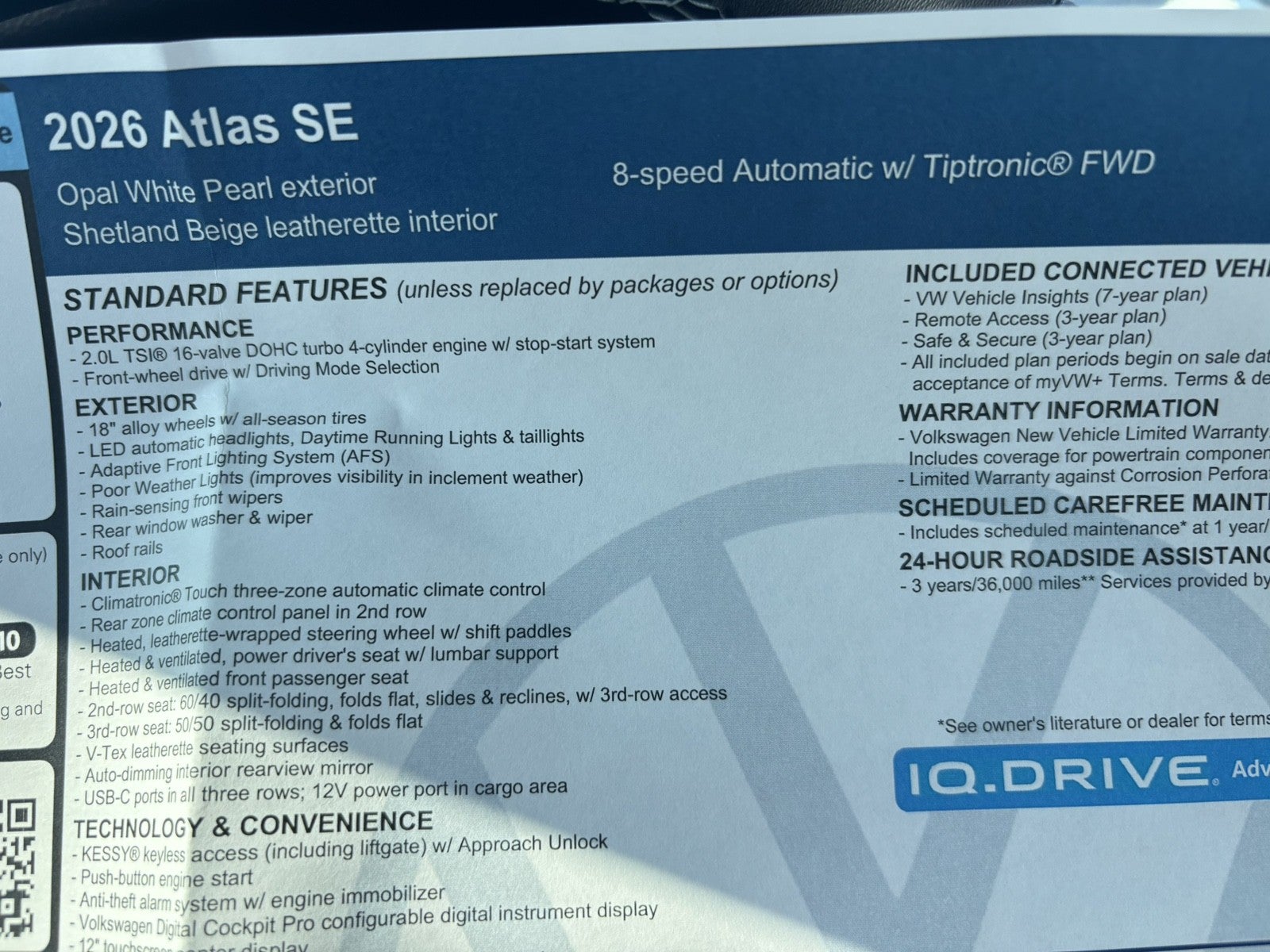 2026 Volkswagen Atlas 2.0T SE