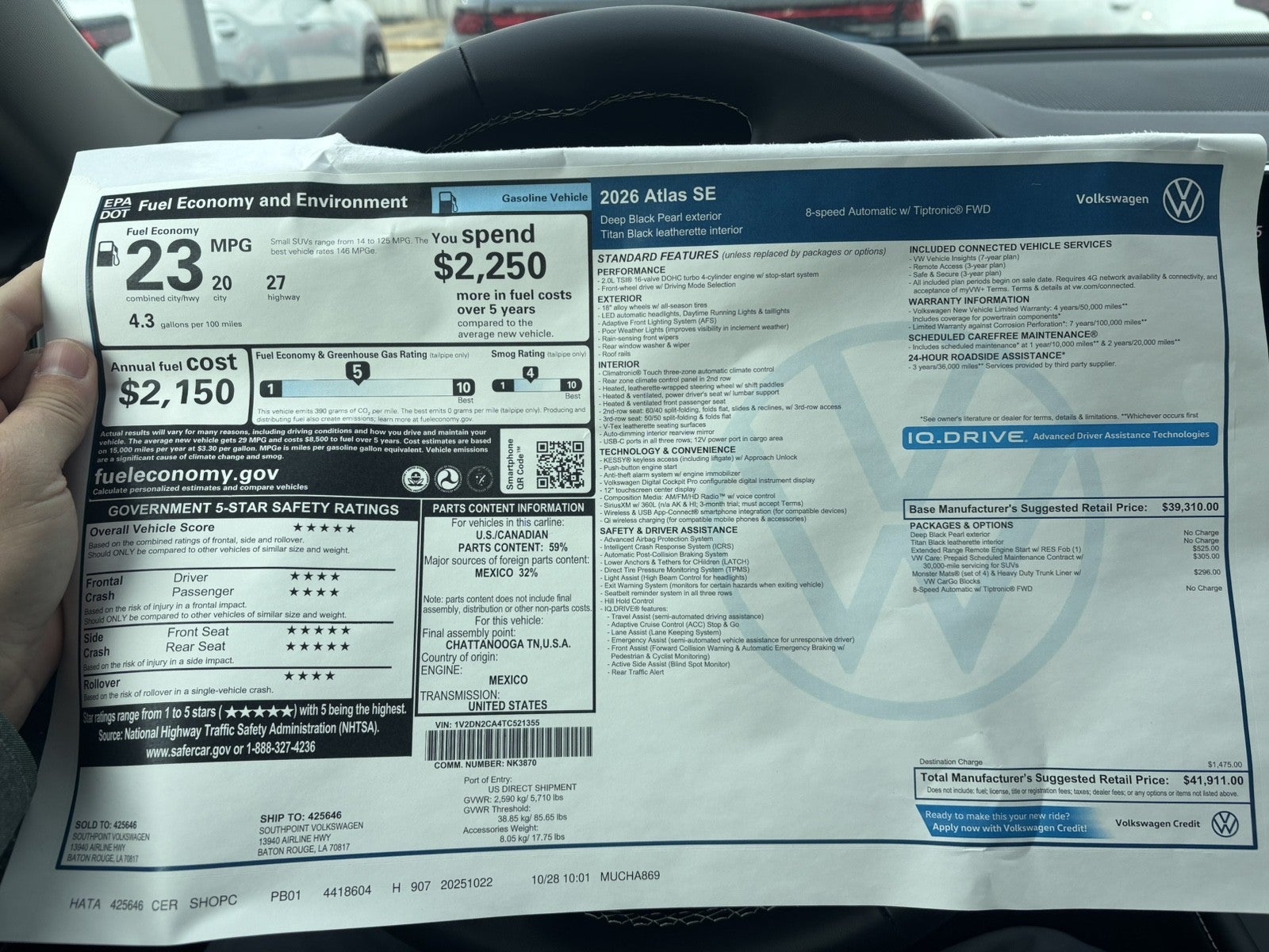 2026 Volkswagen Atlas 2.0T SE