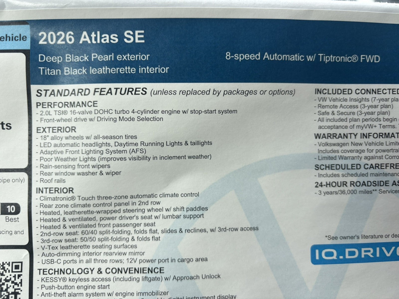 2026 Volkswagen Atlas 2.0T SE