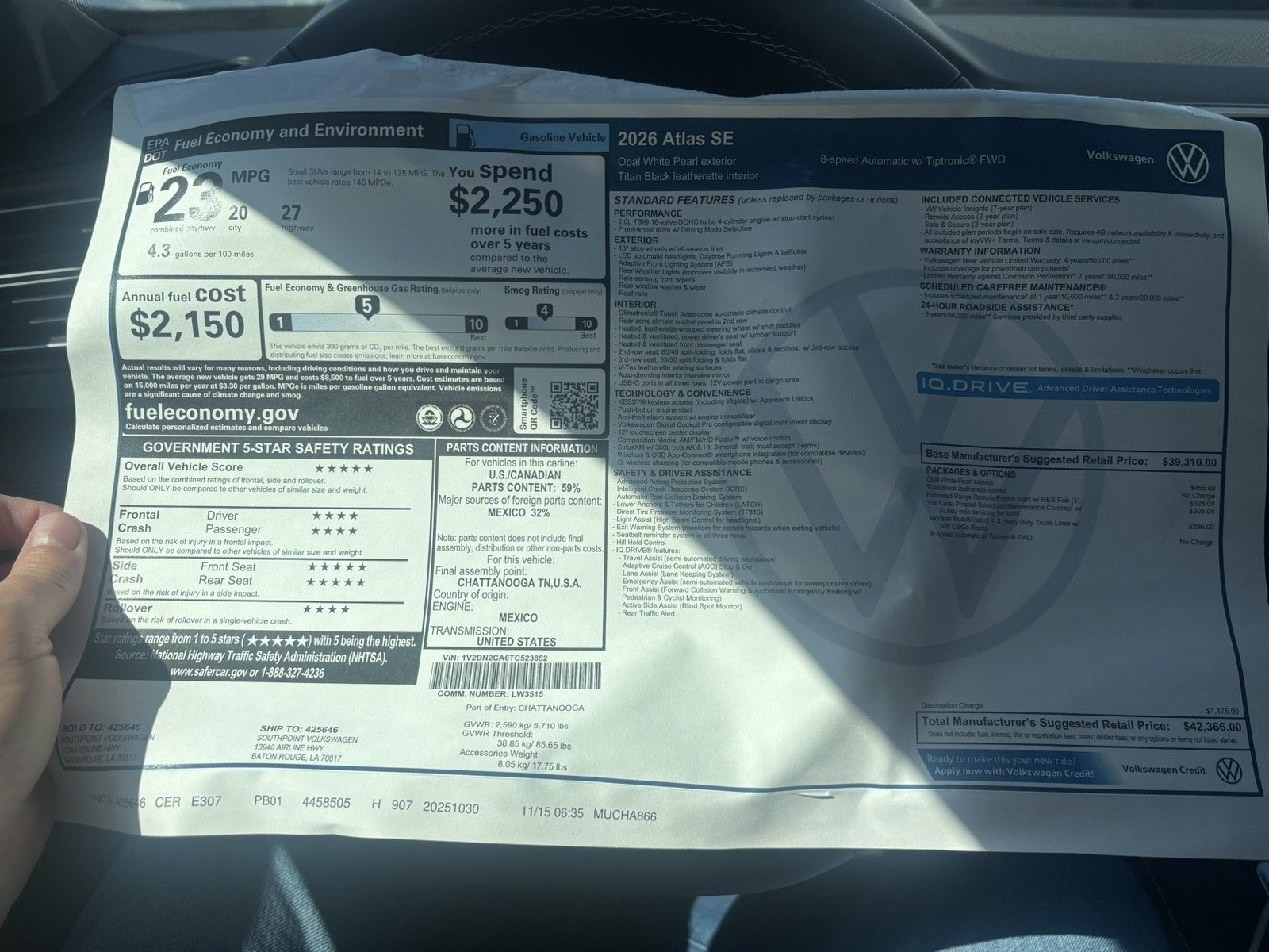 2026 Volkswagen Atlas 2.0T SE