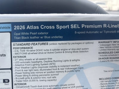 2026 Volkswagen Atlas Cross Sport 2.0T SEL Premium R-Line