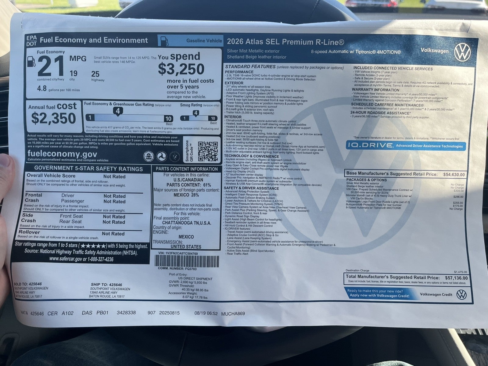2026 Volkswagen Atlas 2.0T SEL Premium R-Line