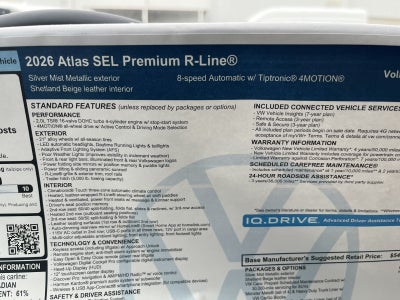 2026 Volkswagen Atlas 2.0T SEL Premium R-Line