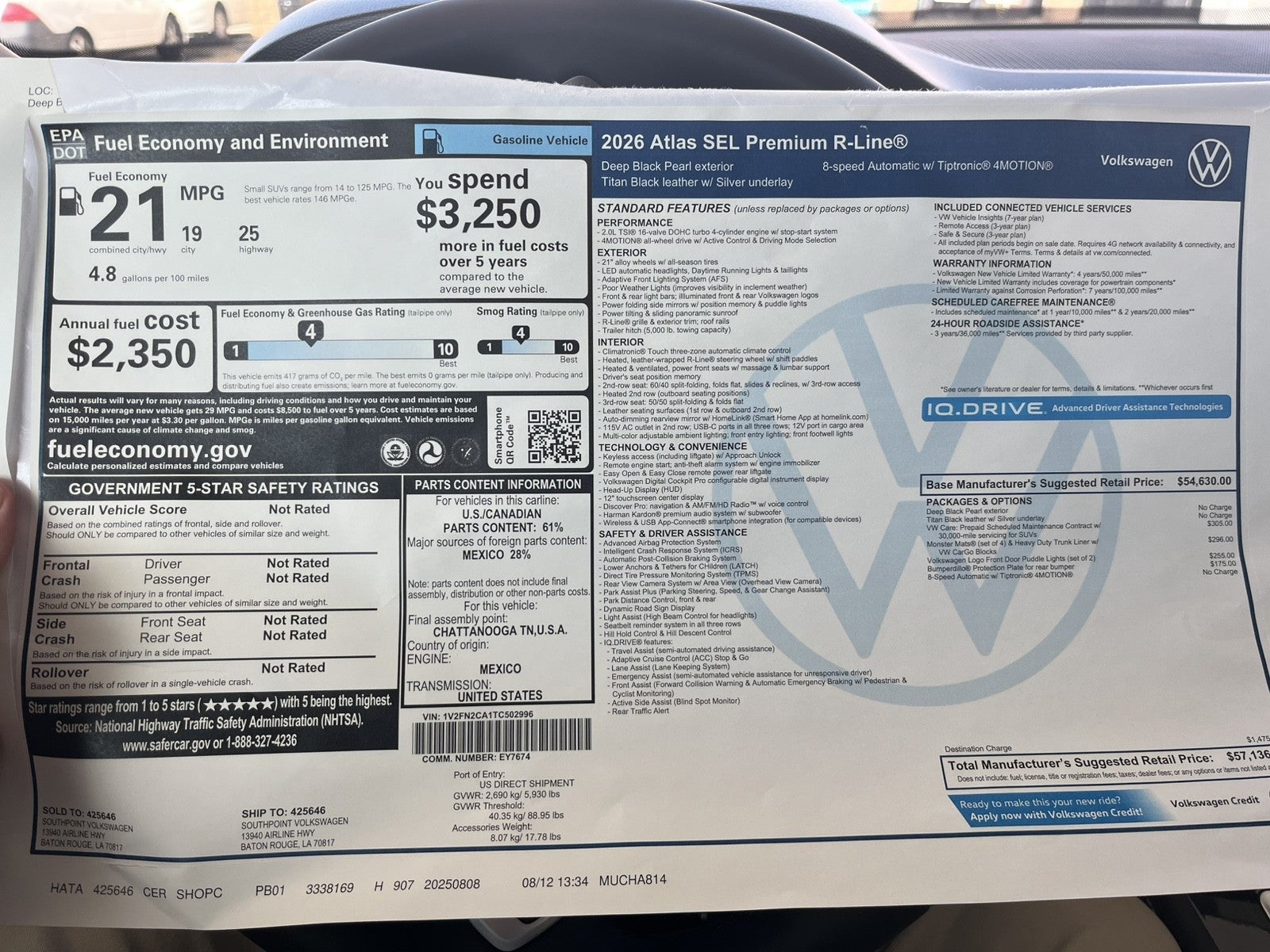 2026 Volkswagen Atlas 2.0T SEL Premium R-Line