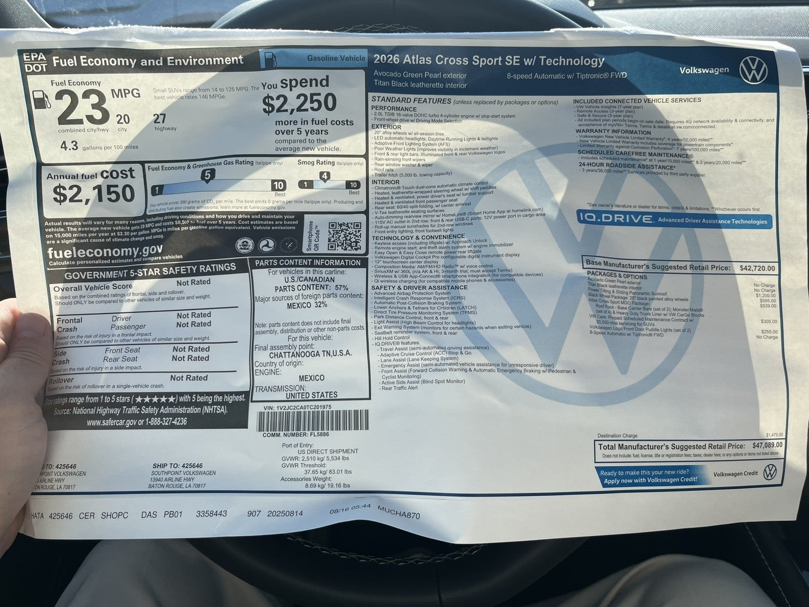 2026 Volkswagen Atlas Cross Sport 2.0T SE w/Technology