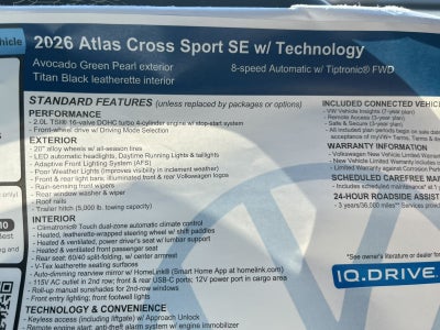 2026 Volkswagen Atlas Cross Sport 2.0T SE w/Technology