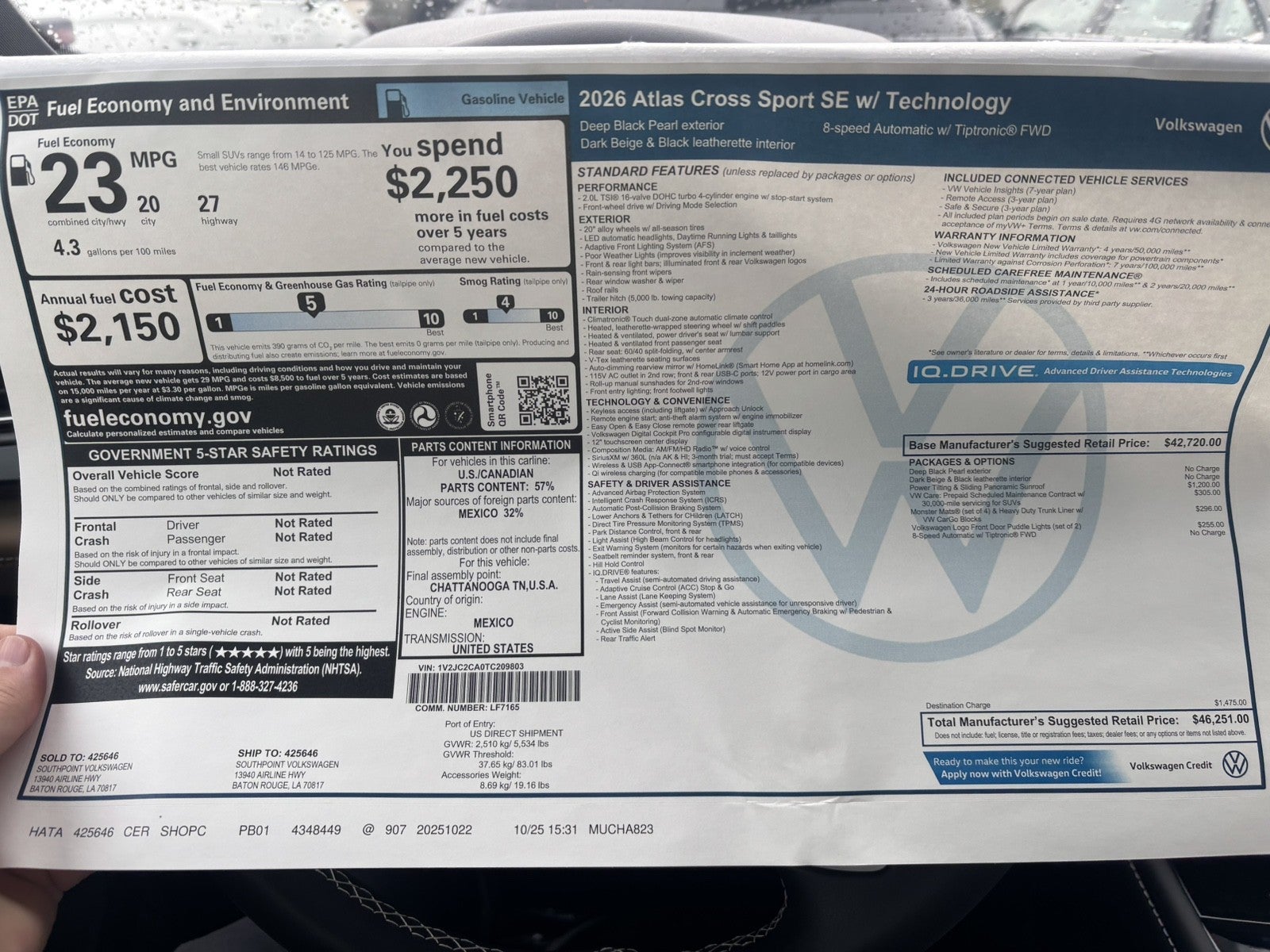 2026 Volkswagen Atlas Cross Sport 2.0T SE w/Technology