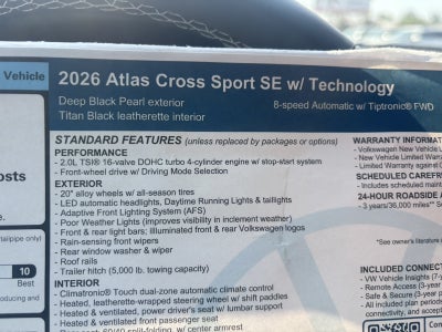 2026 Volkswagen Atlas Cross Sport 2.0T SE w/Technology