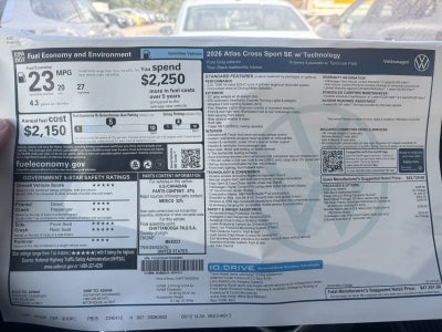 2026 Volkswagen Atlas Cross Sport 2.0T SE w/Technology