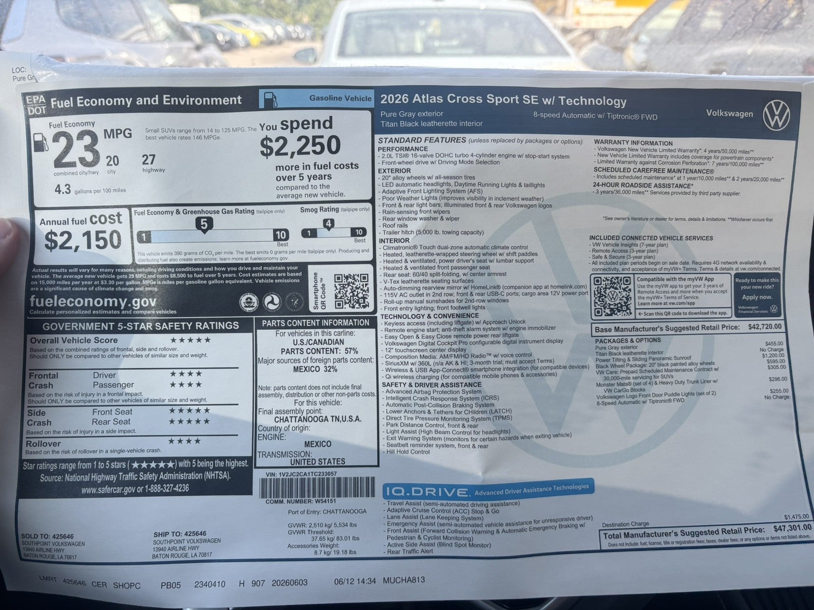 2026 Volkswagen Atlas Cross Sport 2.0T SE w/Technology