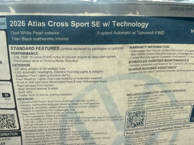 2026 Volkswagen Atlas Cross Sport 2.0T SE w/Technology