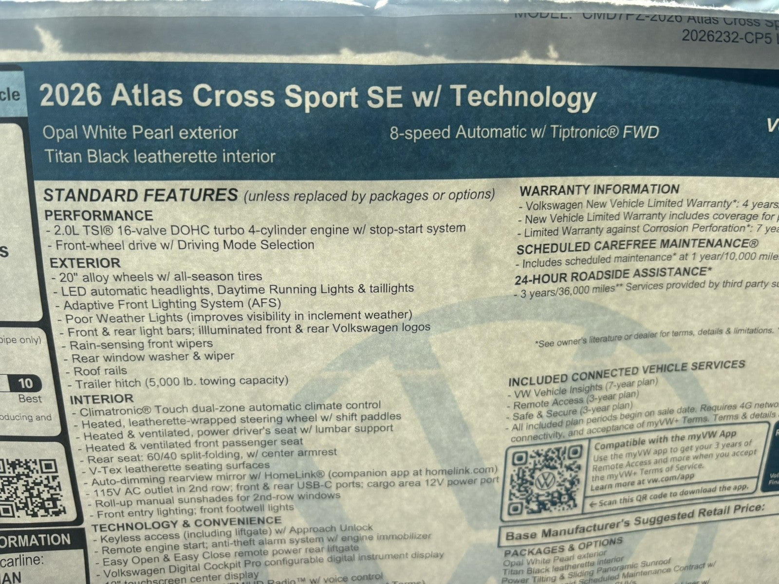 2026 Volkswagen Atlas Cross Sport 2.0T SE w/Technology