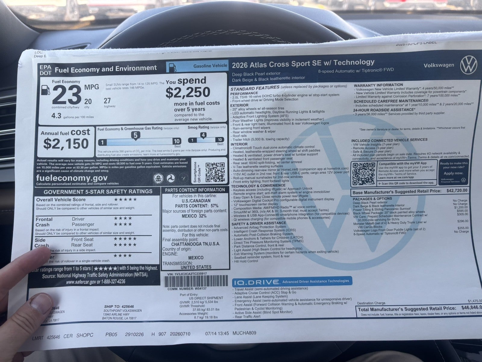 2026 Volkswagen Atlas Cross Sport 2.0T SE w/Technology