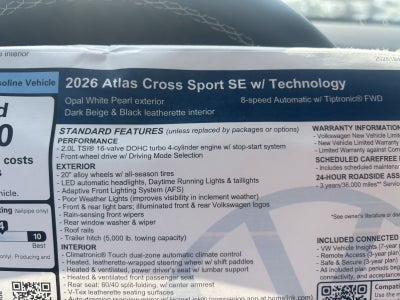 2026 Volkswagen Atlas Cross Sport 2.0T SE w/Technology