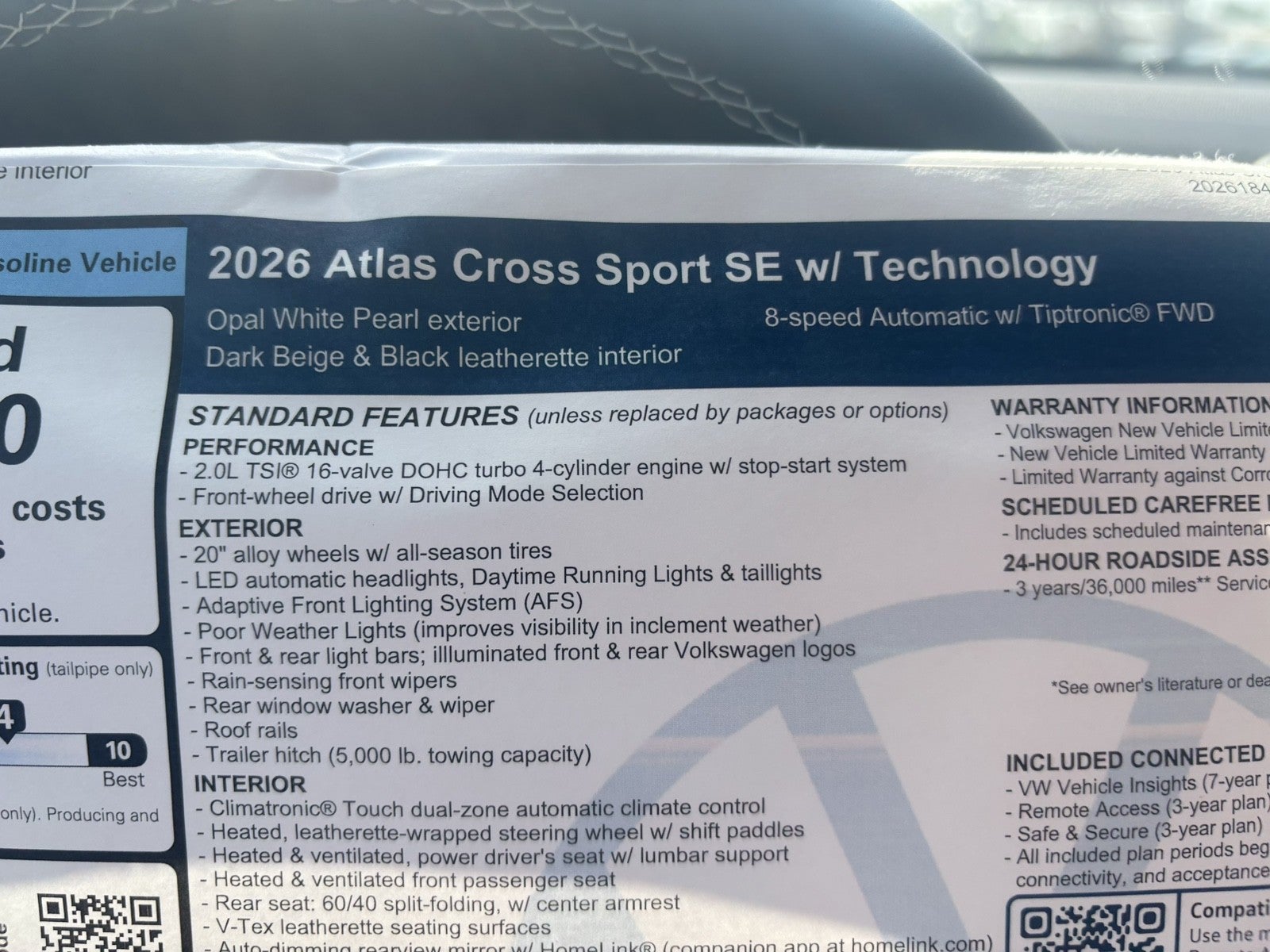 2026 Volkswagen Atlas Cross Sport 2.0T SE w/Technology