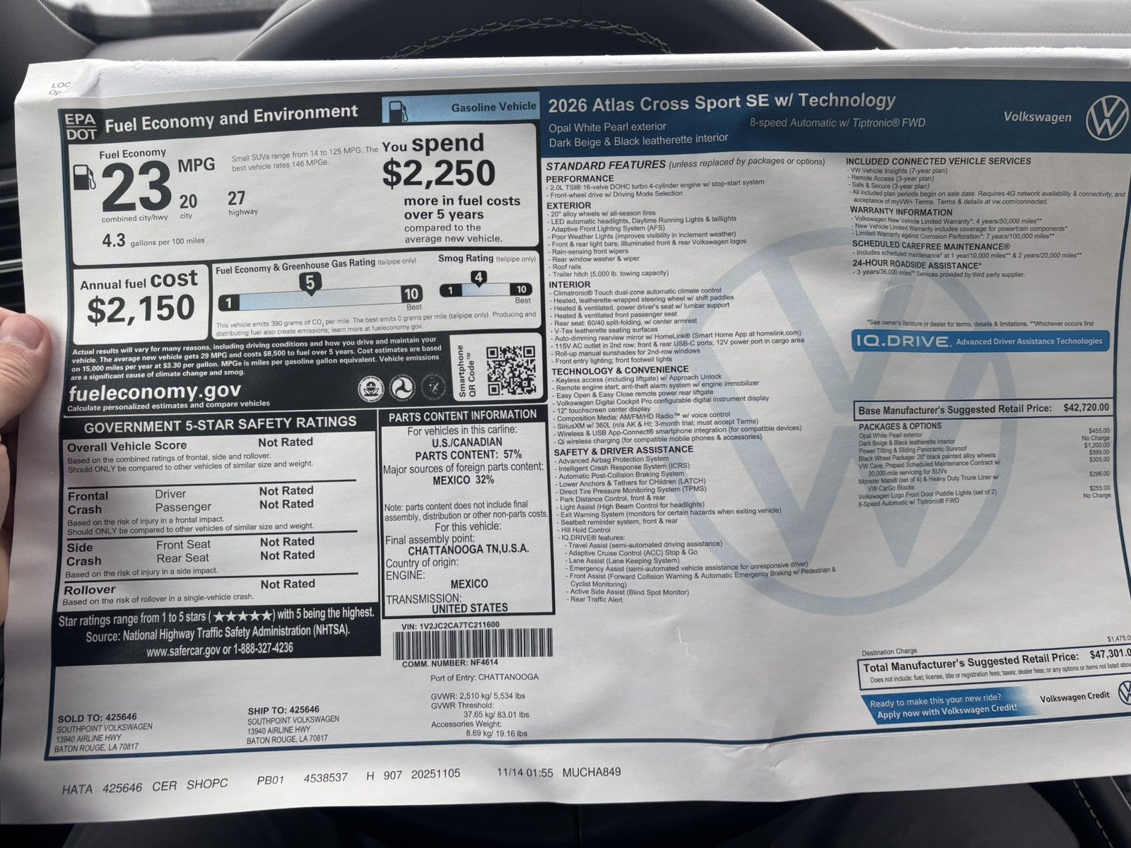 2026 Volkswagen Atlas Cross Sport 2.0T SE w/Technology