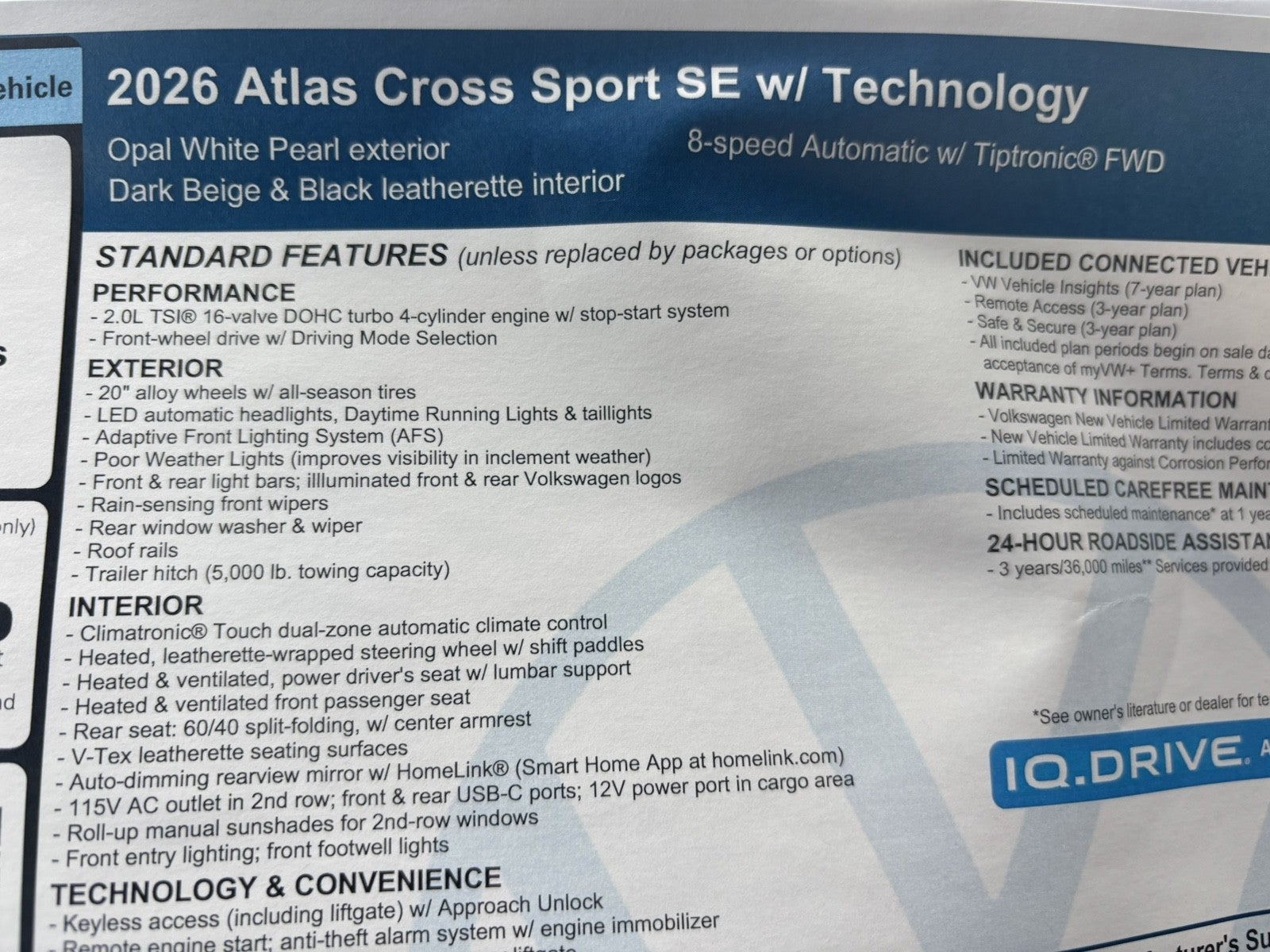 2026 Volkswagen Atlas Cross Sport 2.0T SE w/Technology