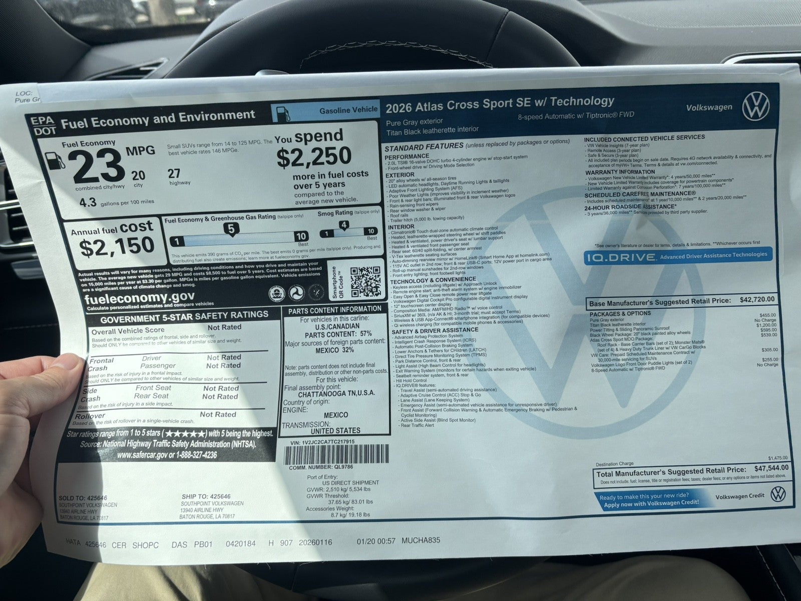 2026 Volkswagen Atlas Cross Sport 2.0T SE w/Technology