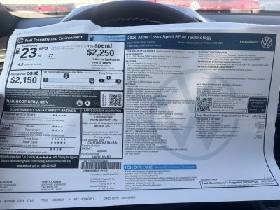 2026 Volkswagen Atlas Cross Sport 2.0T SE w/Technology