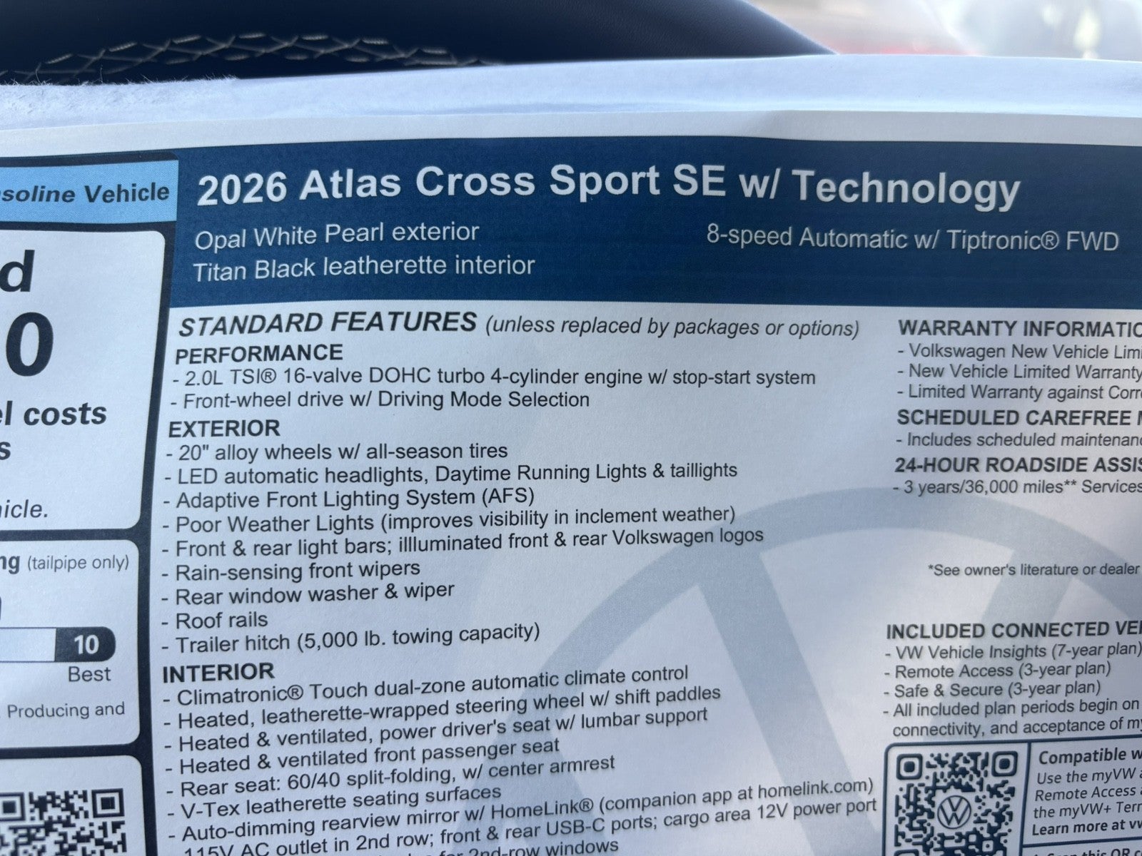 2026 Volkswagen Atlas Cross Sport 2.0T SE w/Technology