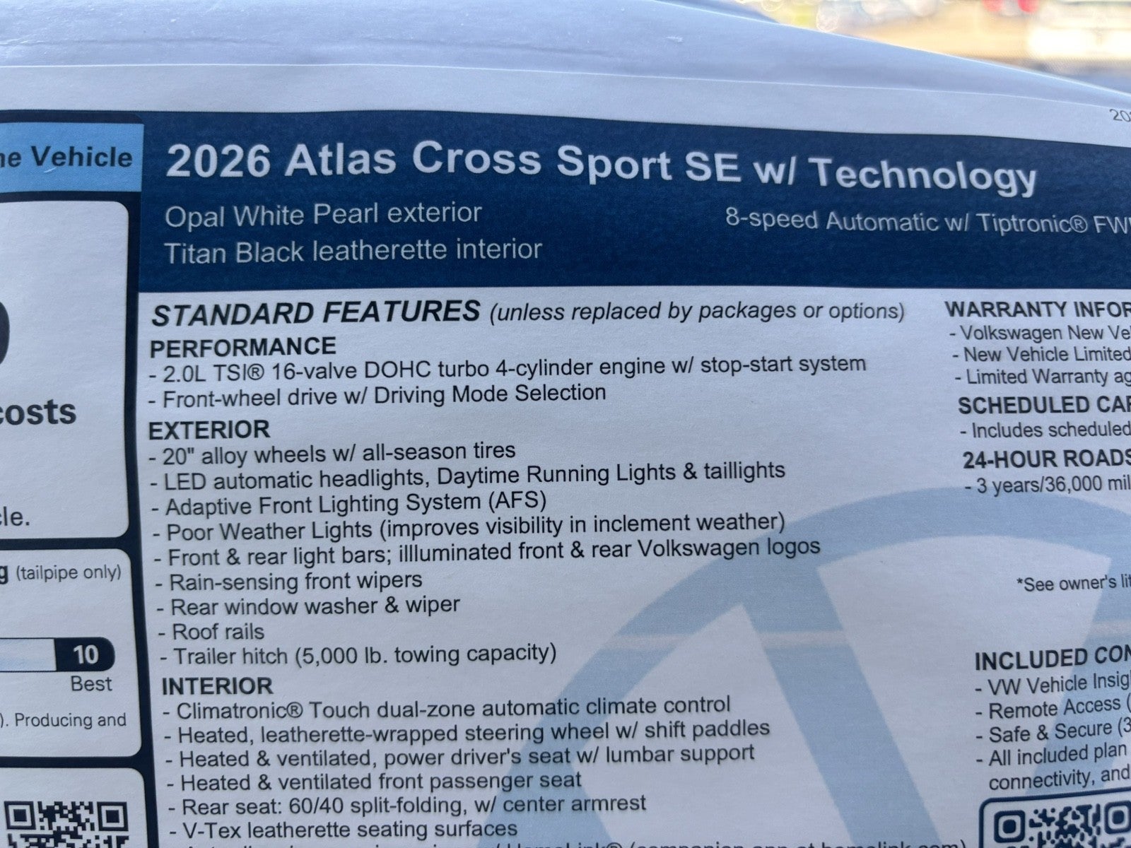 2026 Volkswagen Atlas Cross Sport 2.0T SE w/Technology