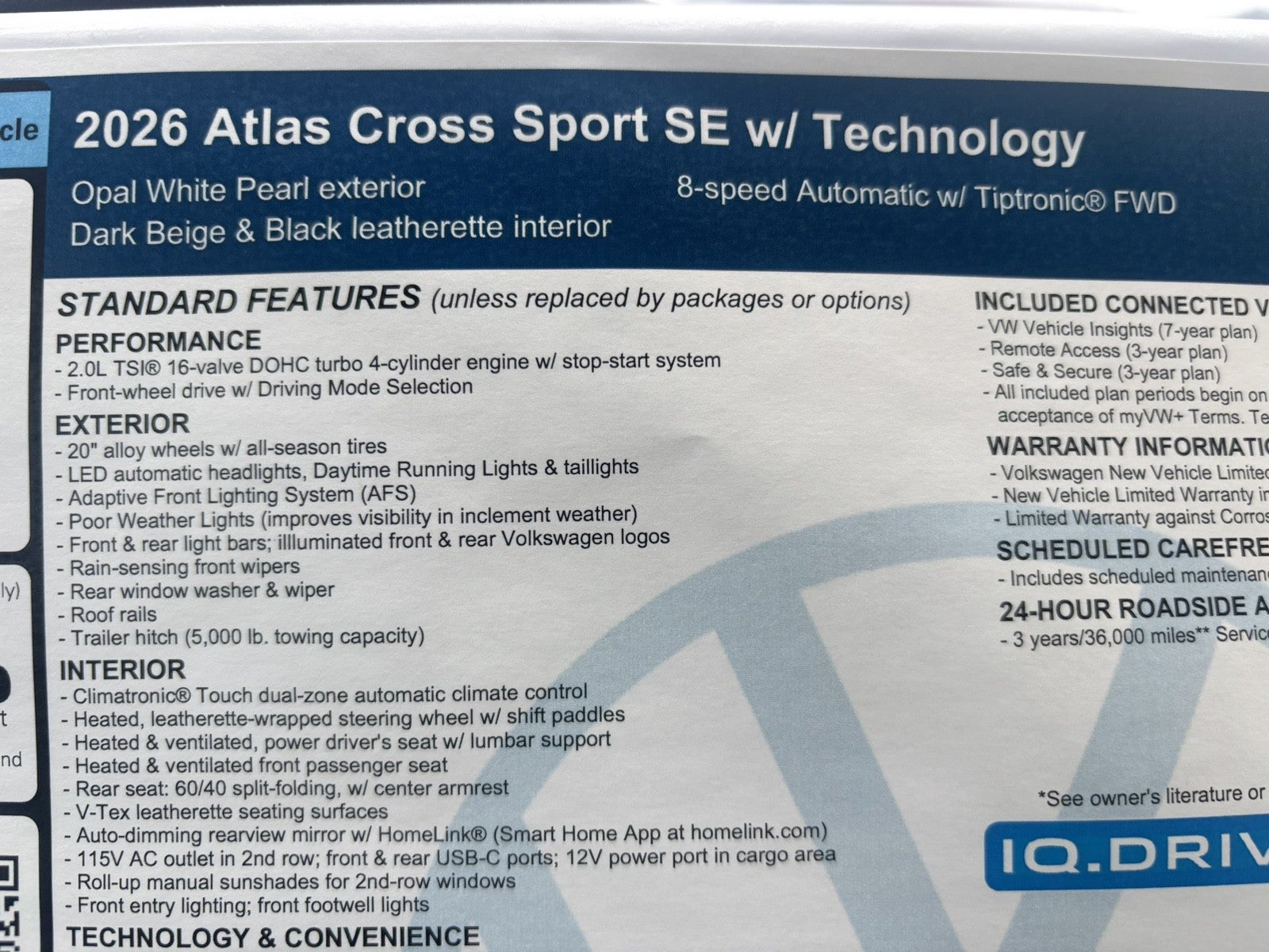 2026 Volkswagen Atlas Cross Sport 2.0T SE w/Technology