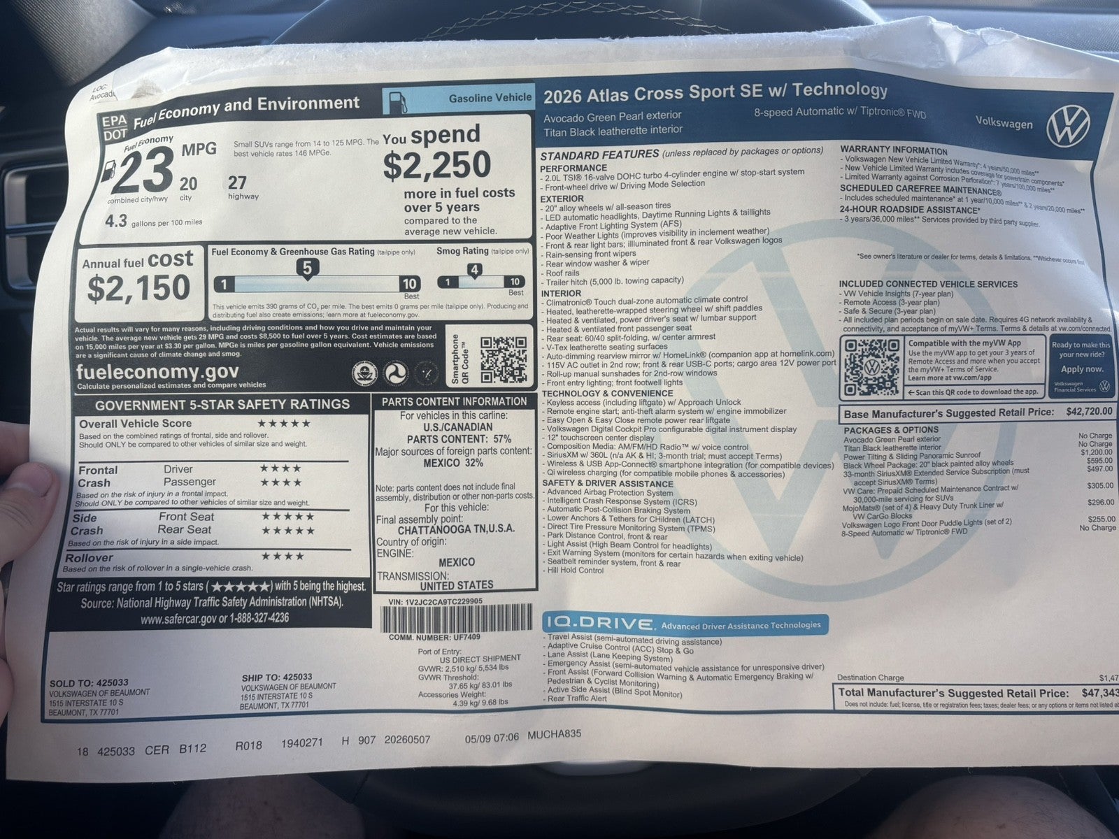 2026 Volkswagen Atlas Cross Sport 2.0T SE w/Technology