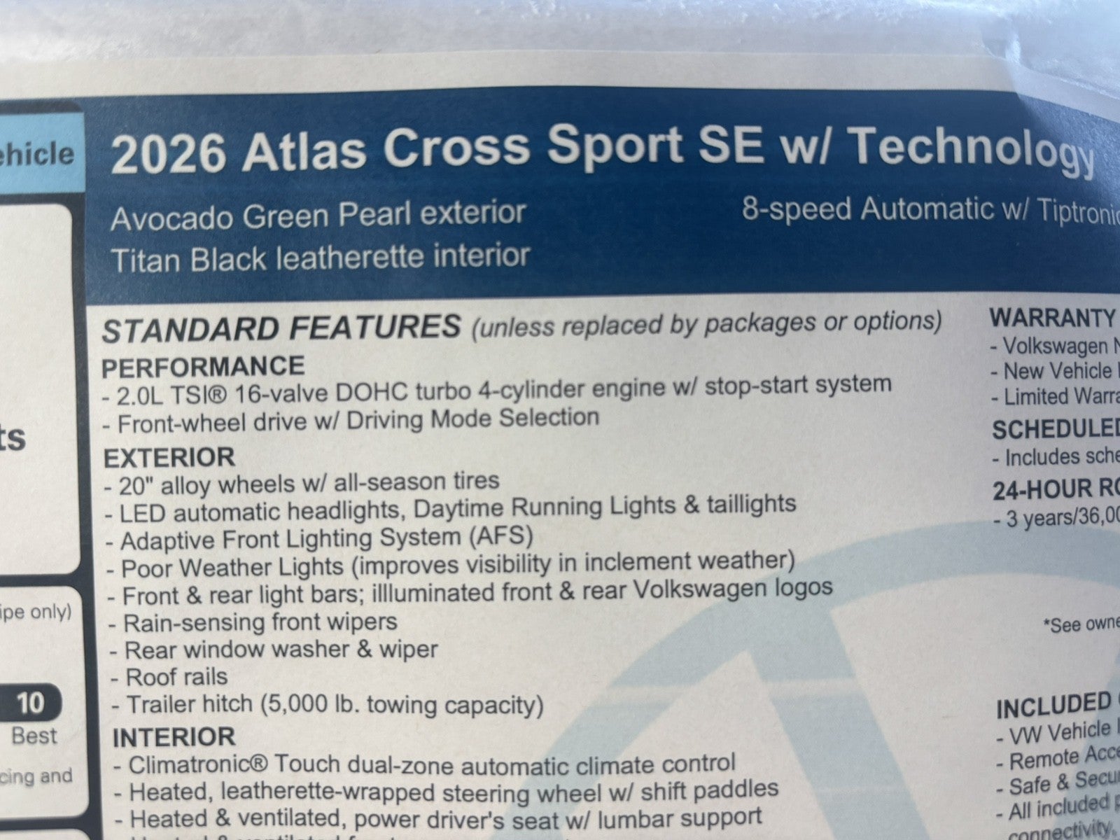 2026 Volkswagen Atlas Cross Sport 2.0T SE w/Technology