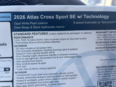 2026 Volkswagen Atlas Cross Sport 2.0T SE w/Technology
