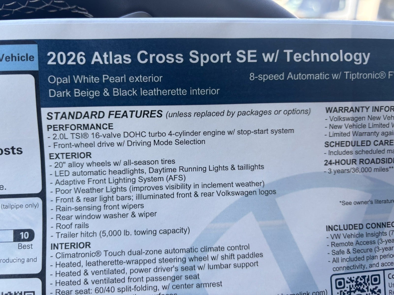 2026 Volkswagen Atlas Cross Sport 2.0T SE w/Technology