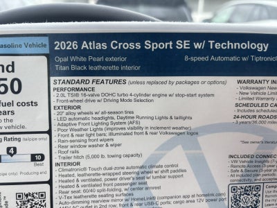 2026 Volkswagen Atlas Cross Sport 2.0T SE w/Technology